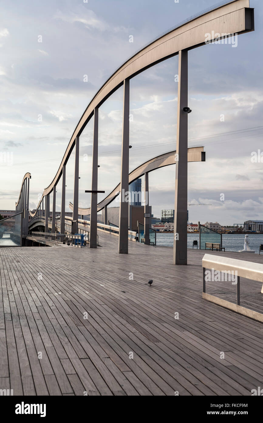 Rambla de Mar, Port Vell, Barcelona. Stock Photo