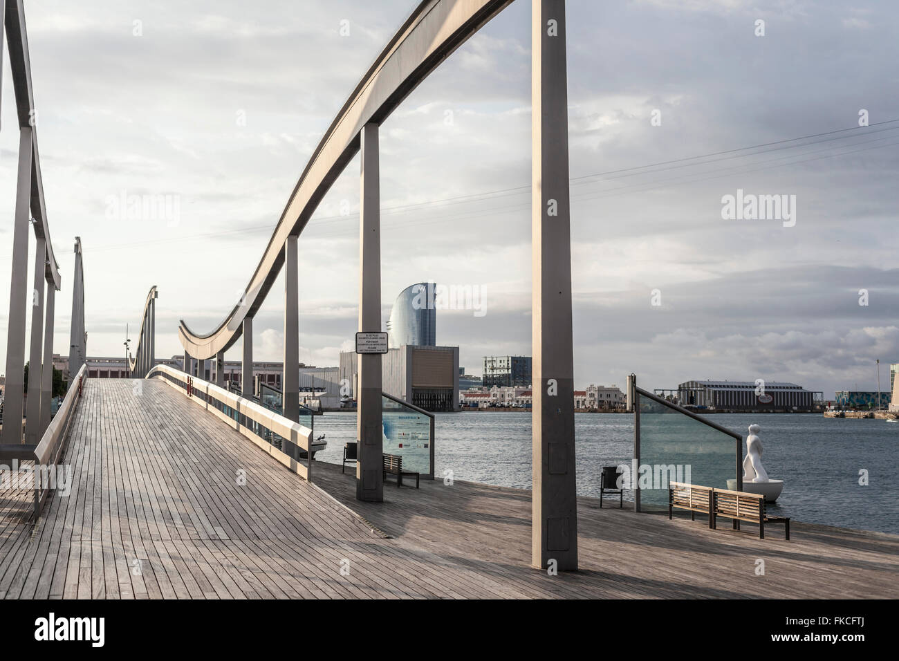 Rambla de Mar, Port Vell, Barcelona. Stock Photo