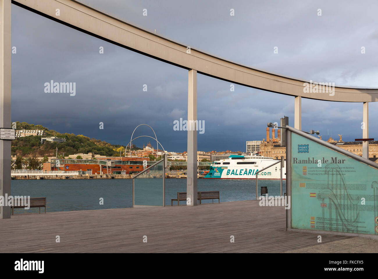 Rambla de Mar, Port Vell, Barcelona. Stock Photo