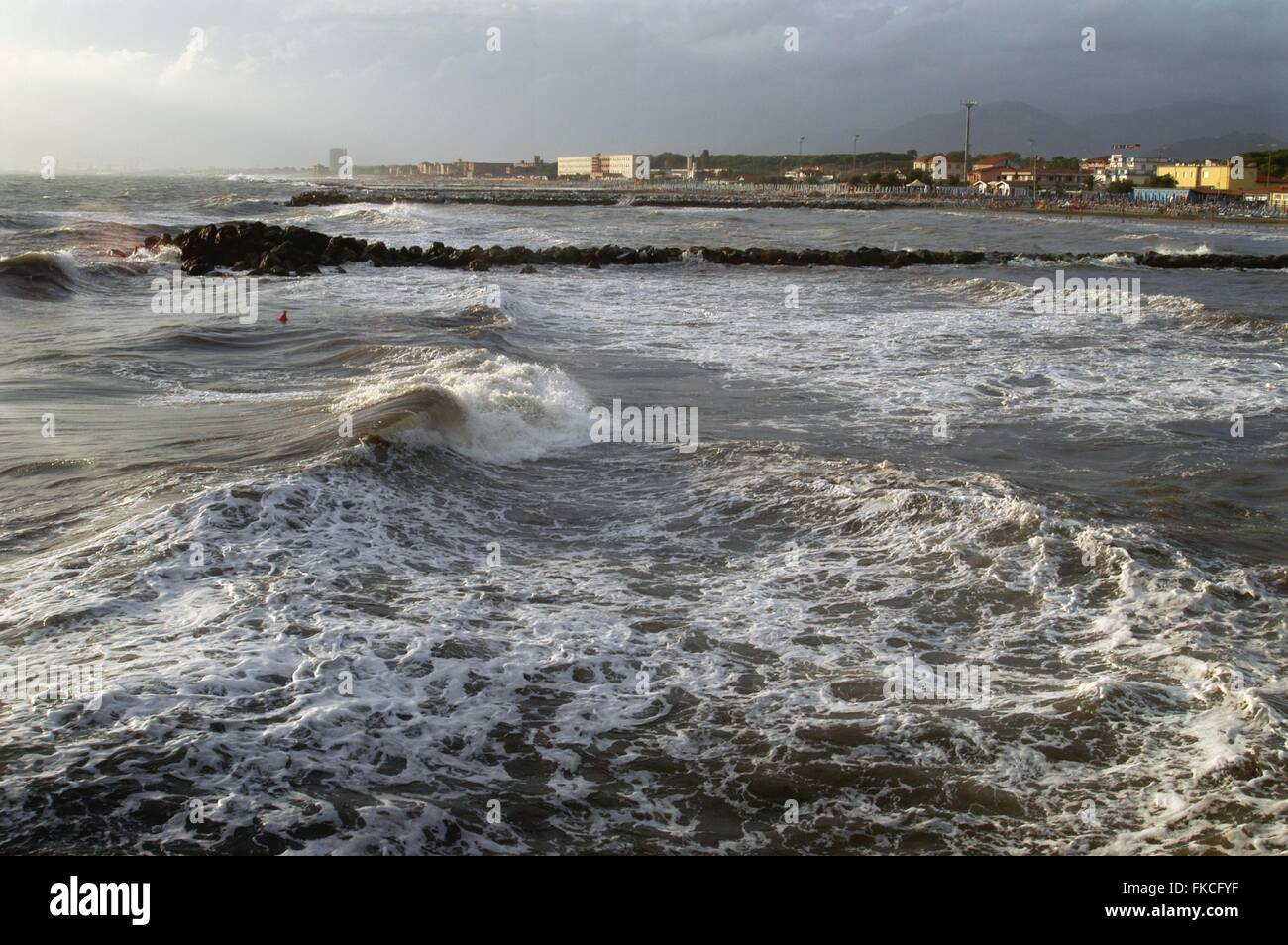 taly, the resort town Marina di Massa, on the coast of Tuscany Stock Photo