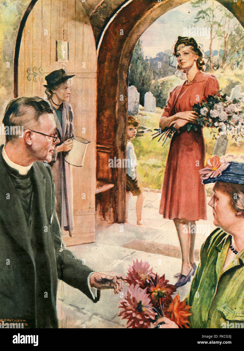 1940s UK Womens Story Illustrations Magazine Plate Stock Photo Alamy