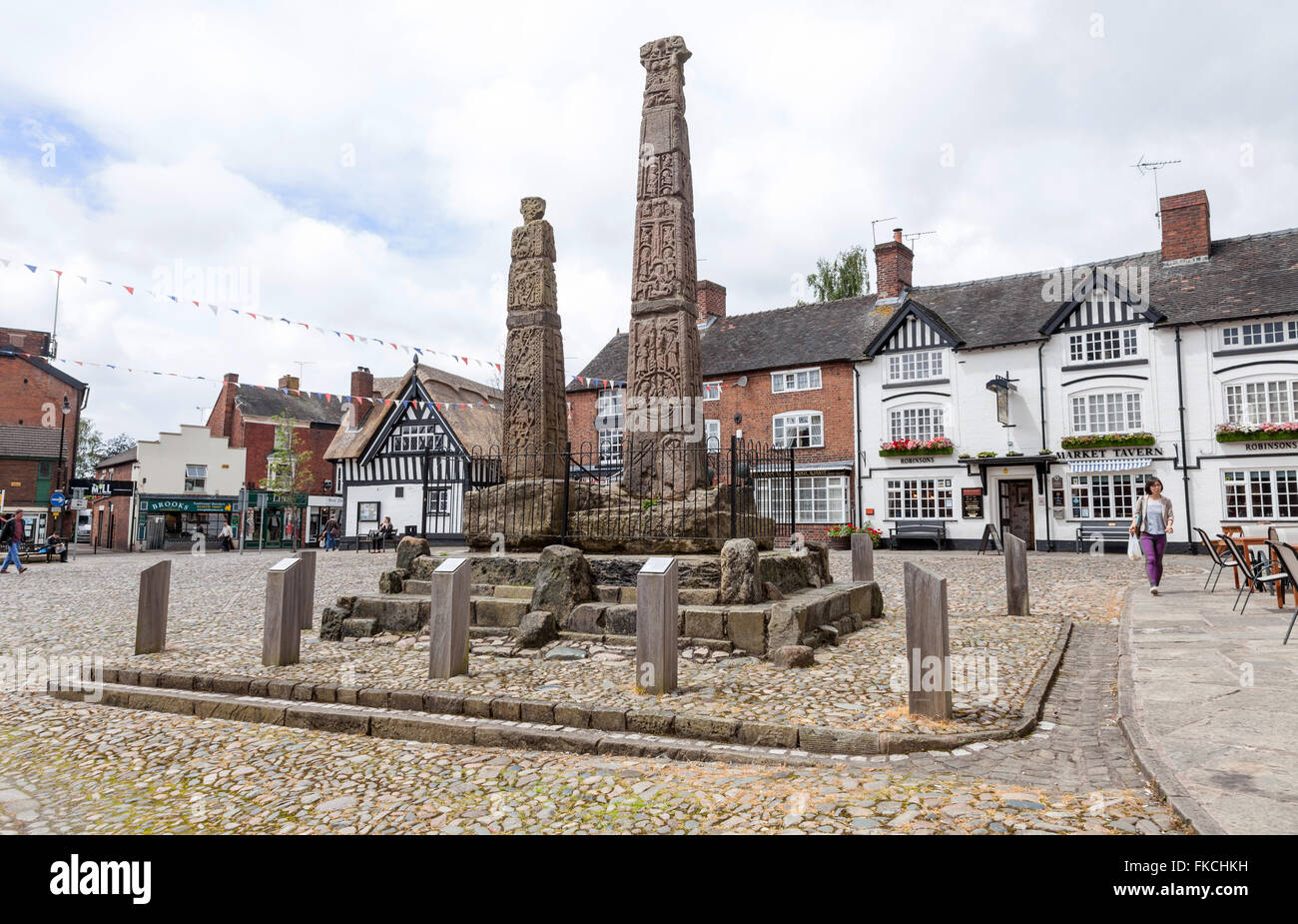Sandbach crosses two 9th century stone hi-res stock photography and ...