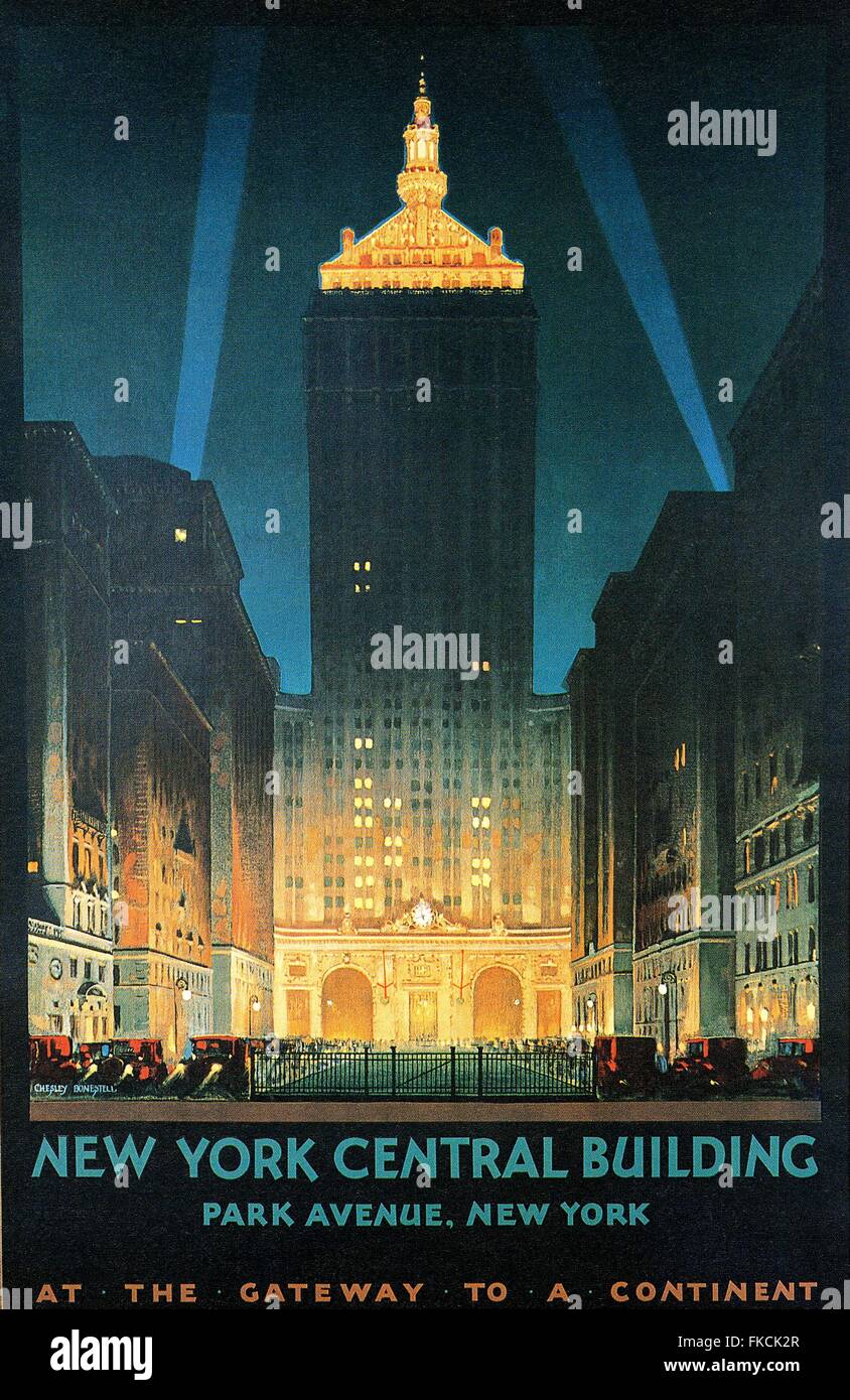 1930s USA New York Central Building Poster Stock Photo - Alamy