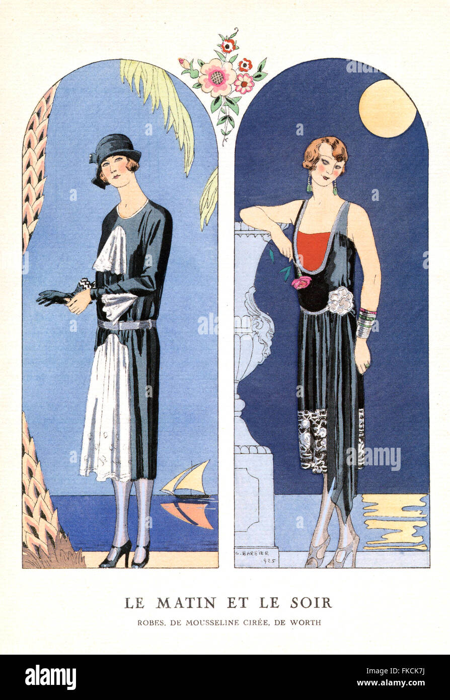 1920s France Fashion Book Plate Stock Photo