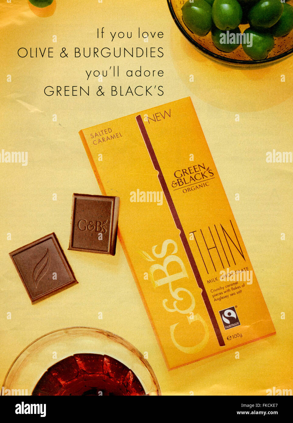 2010s UK Green & Blacks Magazine Advert Stock Photo