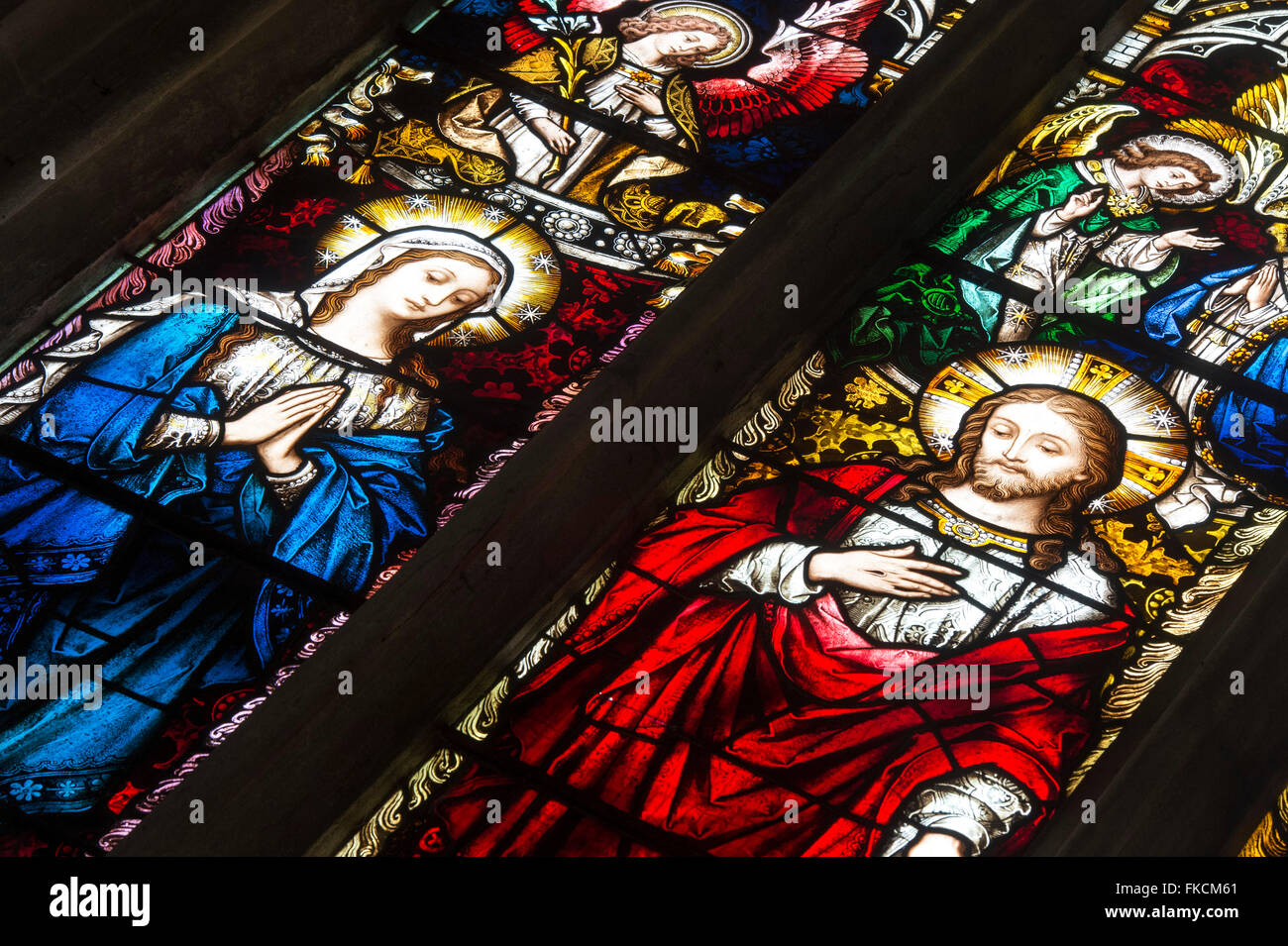 Dorchester abbey stained glass window. Dorchester on Thames, Oxfordshire, England Stock Photo