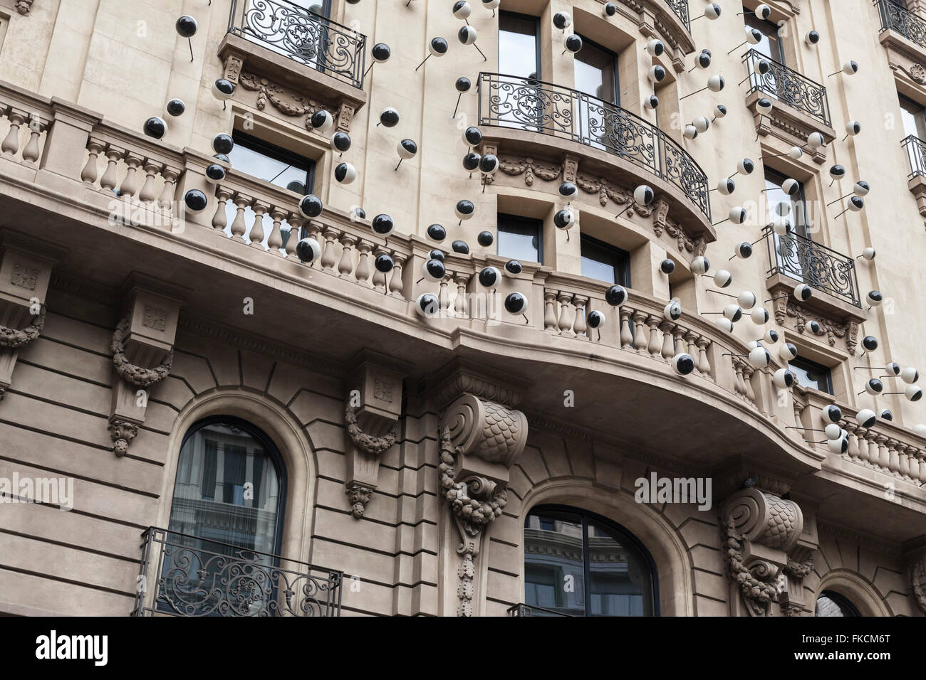 Hotel Ohla, Via Laietana, decorated with work 'Globus Oculars', by Frederic Amat, Barcelona. Stock Photo