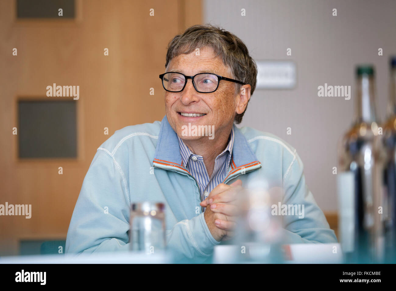 Bill Gates, founder of Microsoft and the Gates Foundation during a presentation in Edinburgh, Scotland. Stock Photo