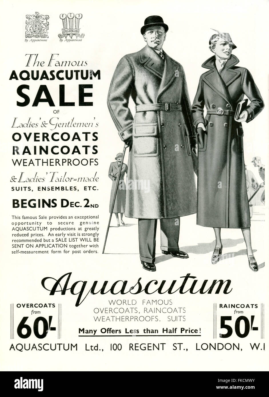 1930s UK Aquascutum Magazine Advert Stock Photo - Alamy