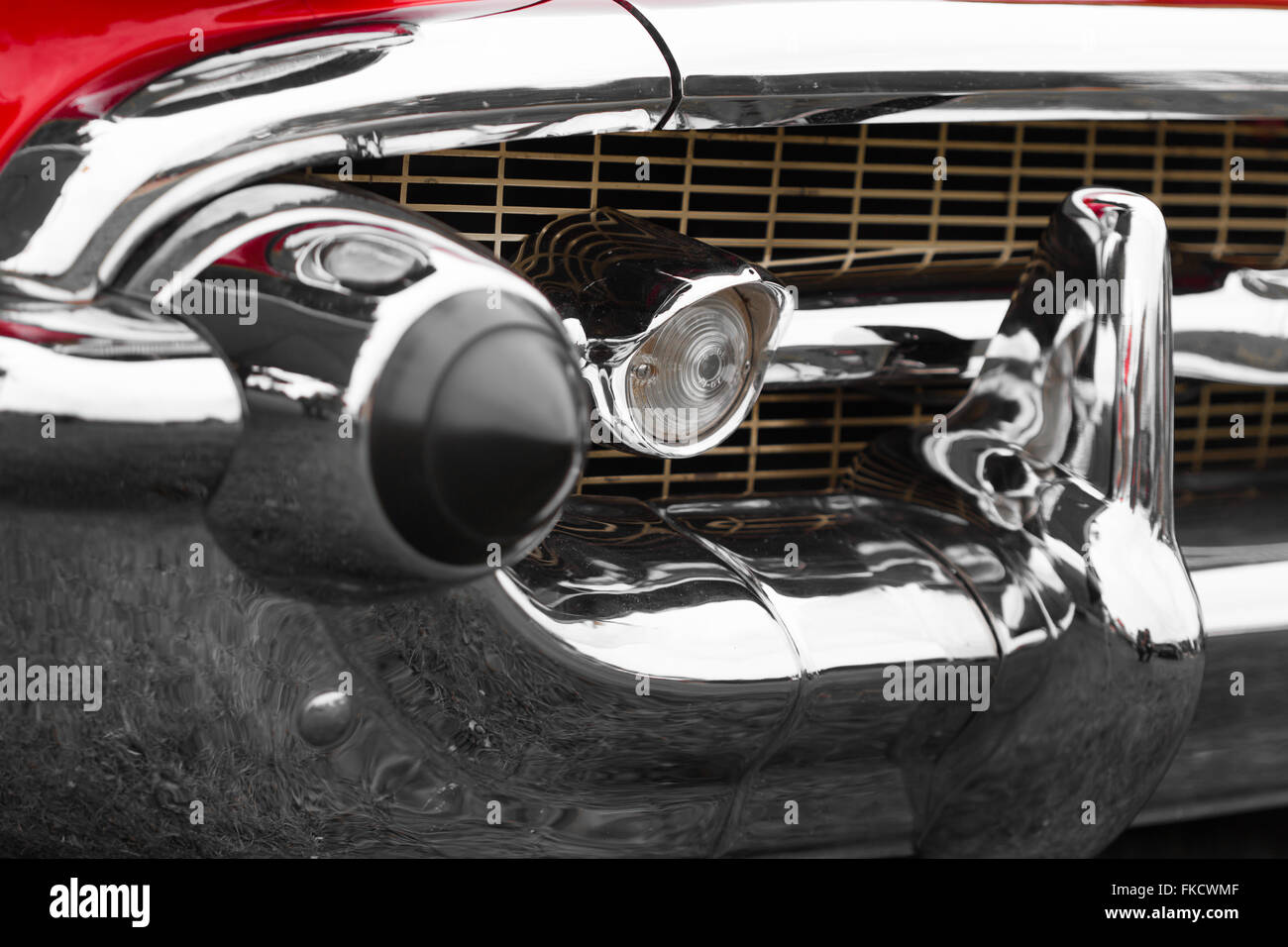 Fog light of a shiny classic vintage car Stock Photo