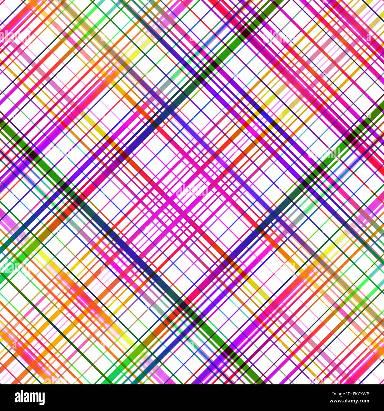 Bright multicoloured diagonal grid lines abstract pattern. Stock Photo