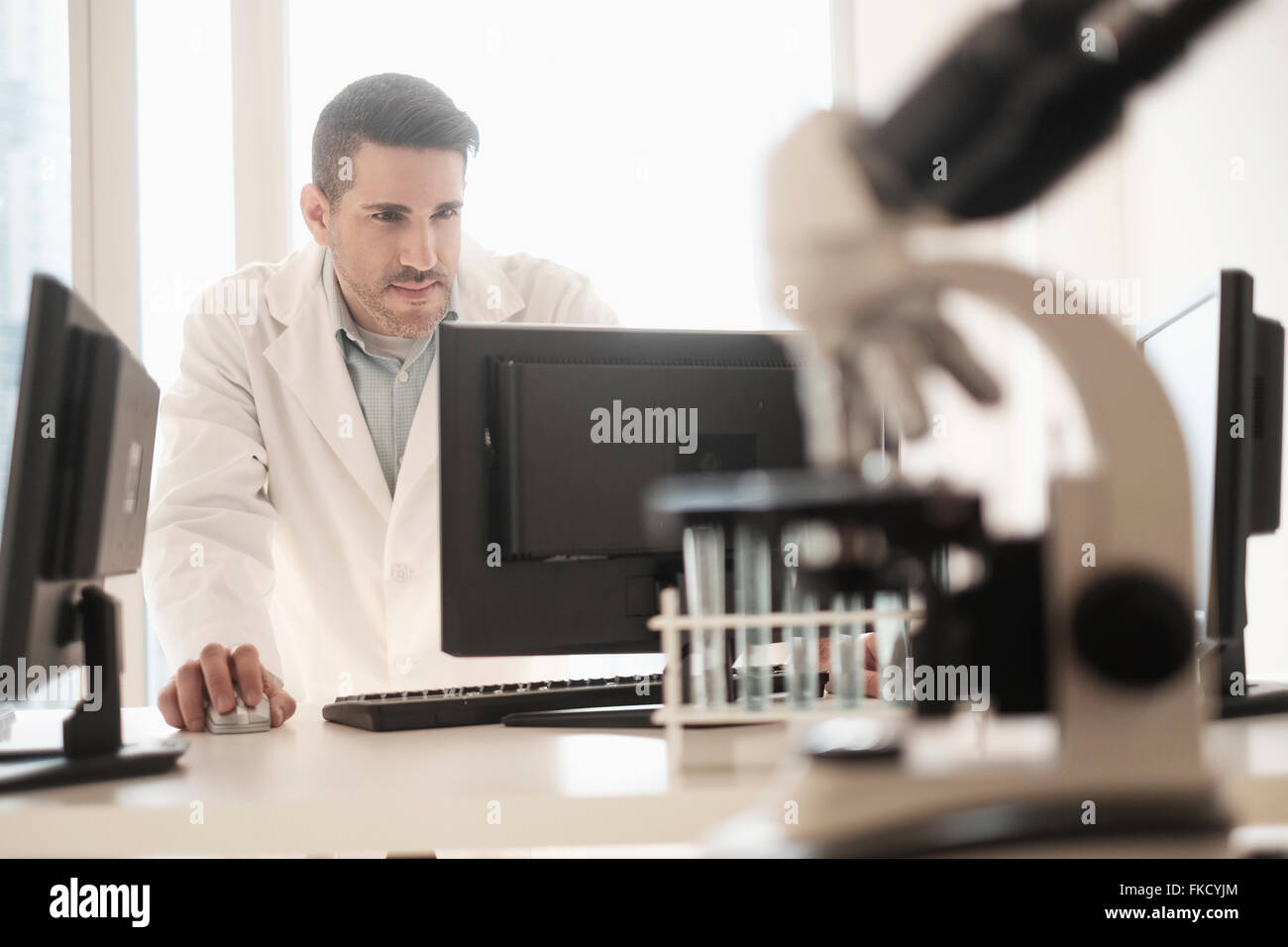 Man Using a Computer Stock Photo - Alamy
