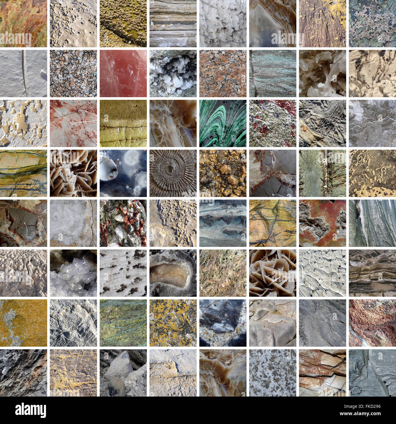 64 mineral textures Stock Photo