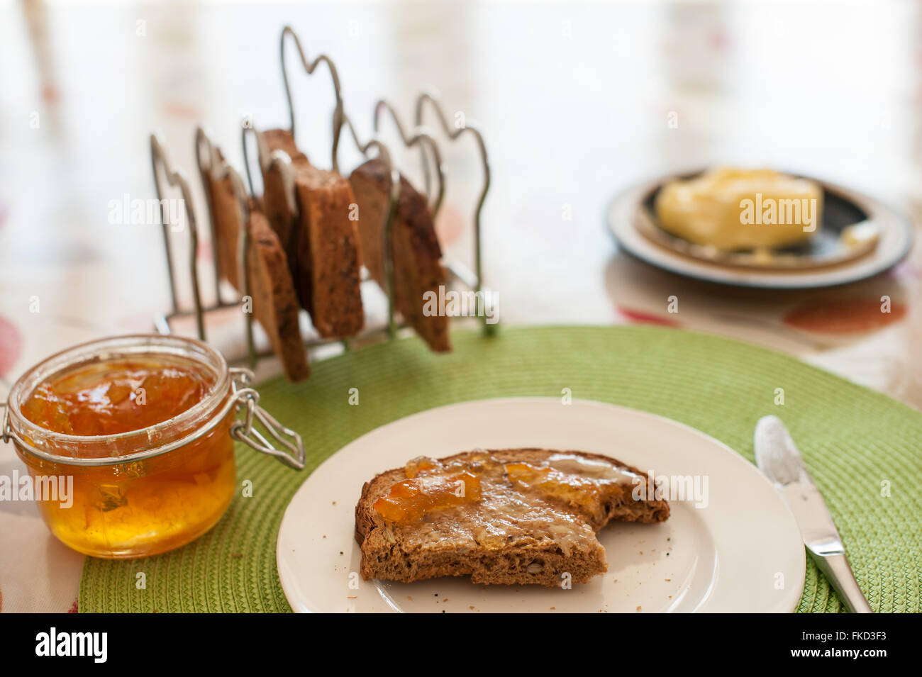 Toast with home-made Seville Orange marmalade Stock Photo
