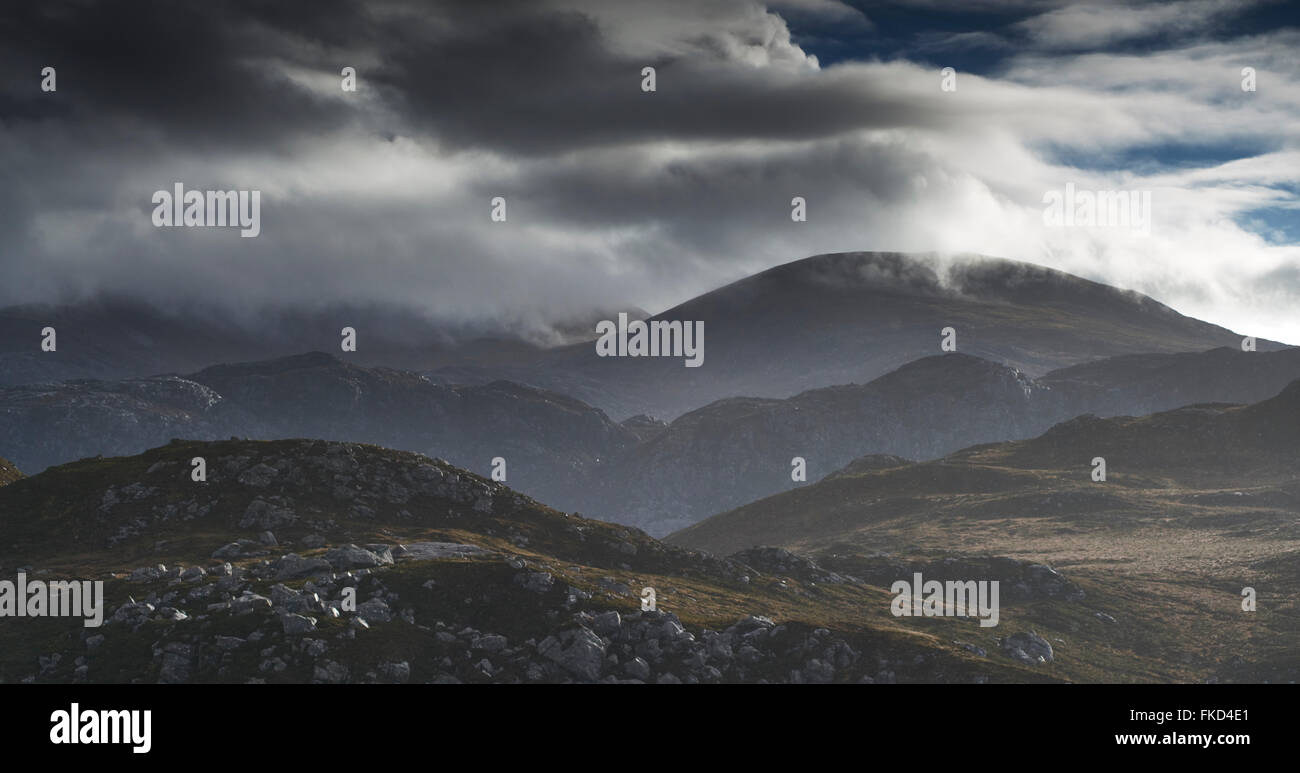 Rugged landscape on the west coast of The Isle of Lewis, Scotland Stock Photo