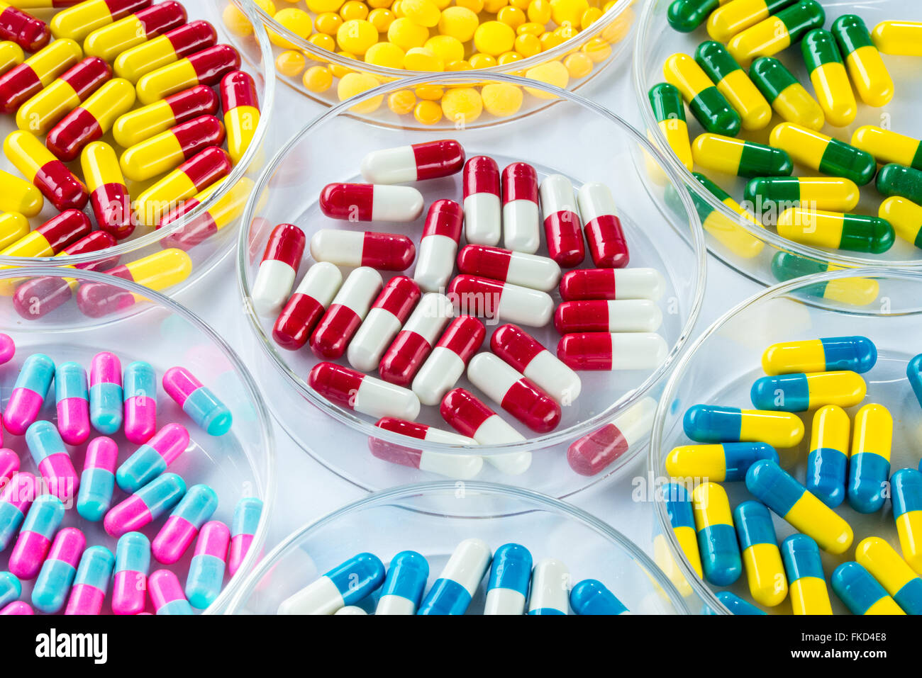 colorful medicament in Petri Dish,  Healthcare And Medicine healthcare medicament Stock Photo