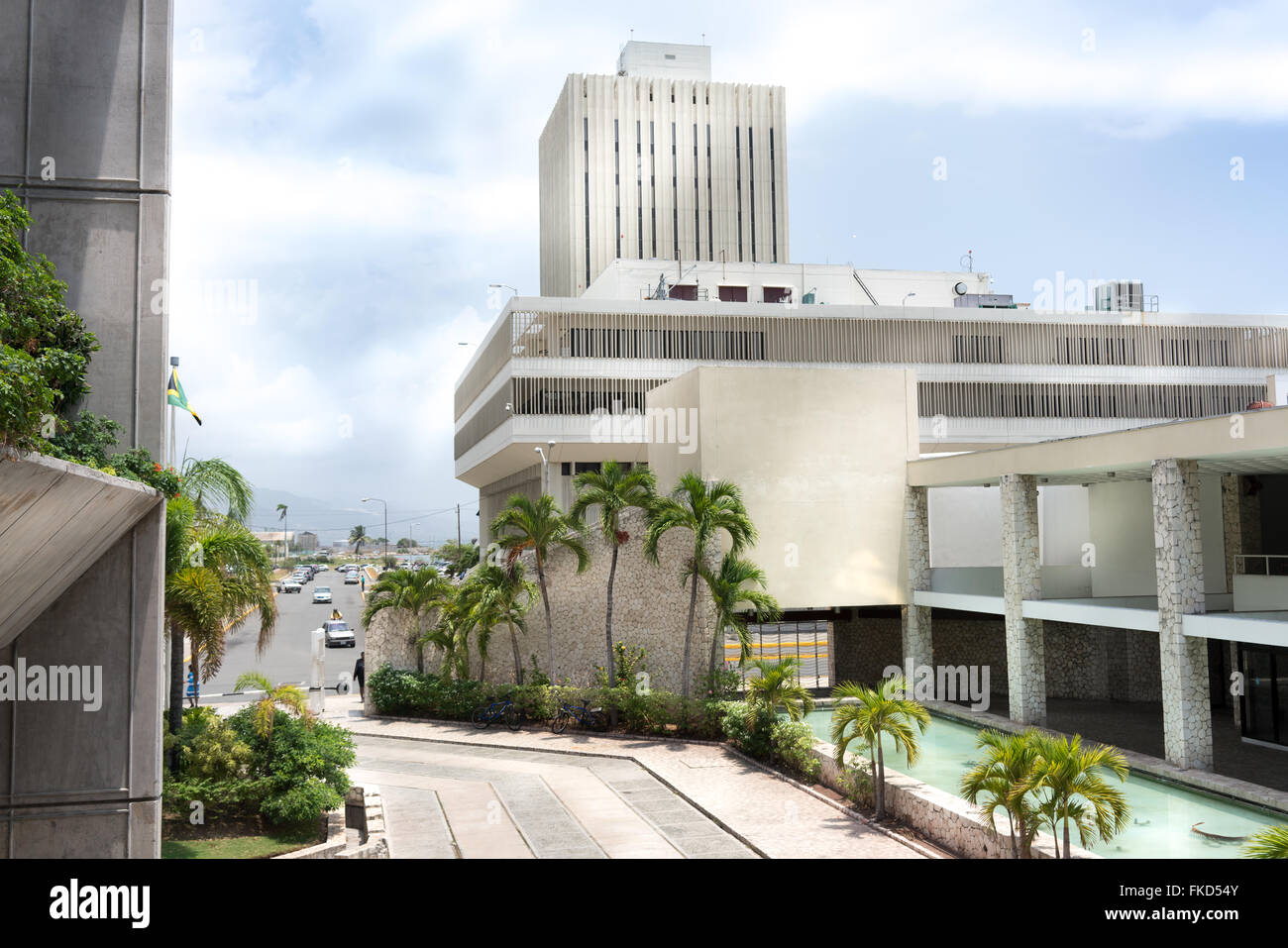Kingston central bank at roadside, Jamaica Stock Photo Alamy