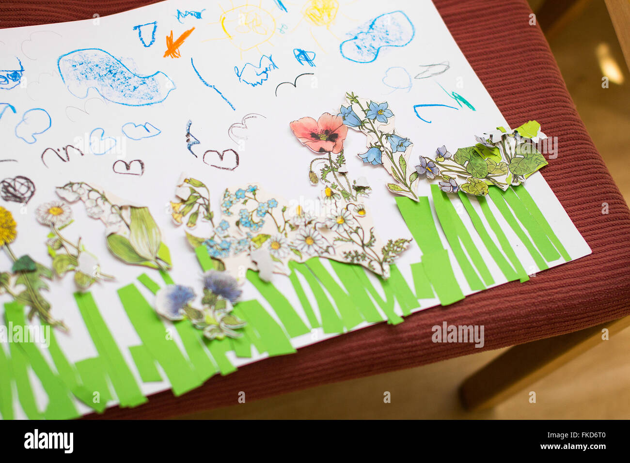 Child drawing on table, education Stock Photo - Alamy