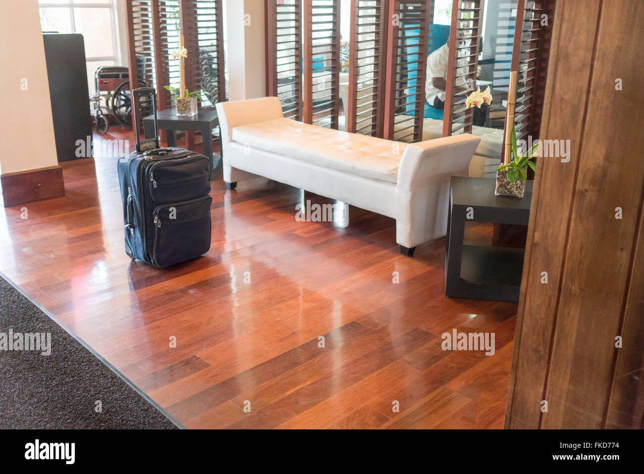 Luggage in luxury hotel room, Trinidad, Trinidad And Tobago Stock Photo