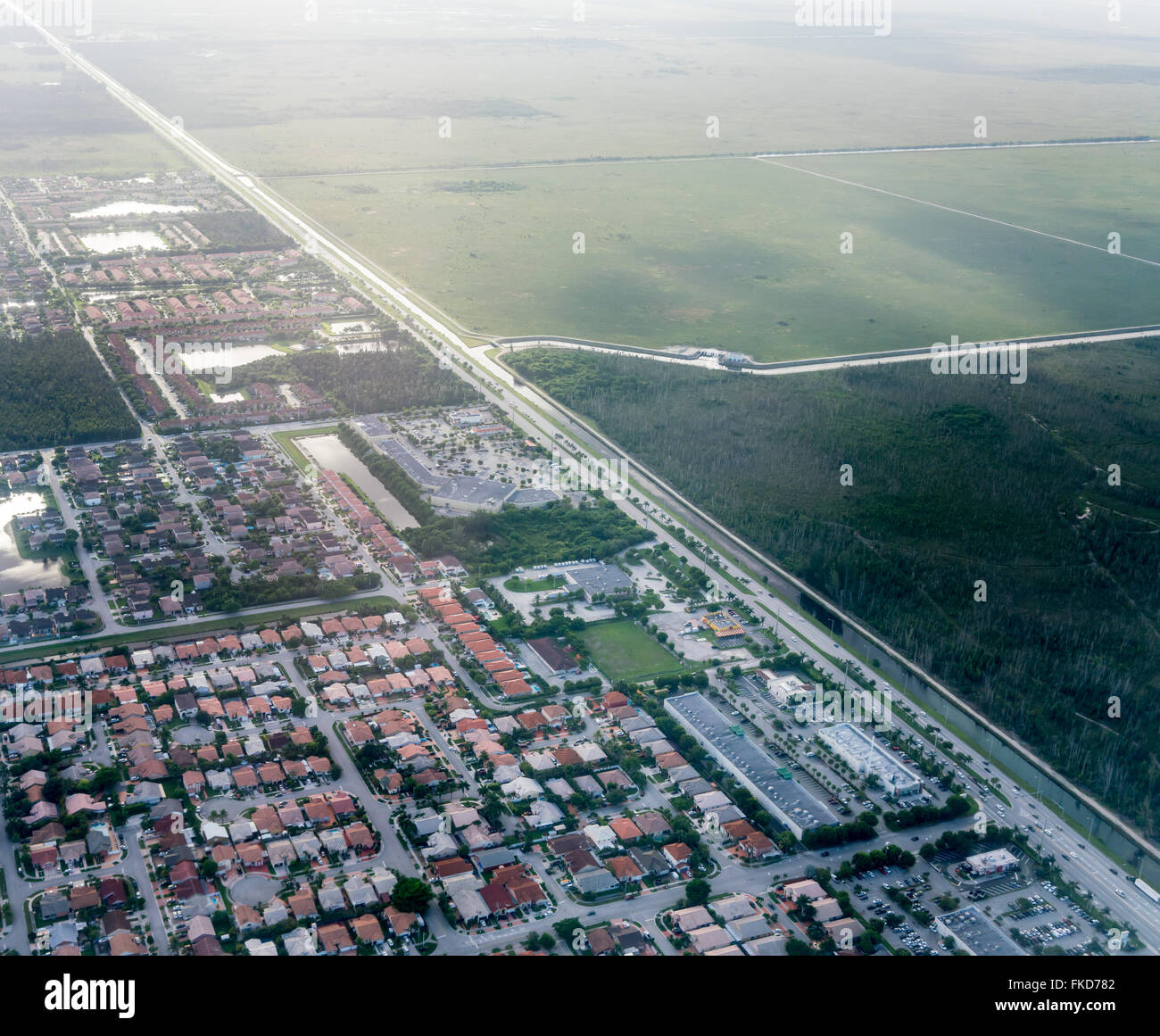 Aerial view of cityscape with agriculture field, Miami, Florida, USA