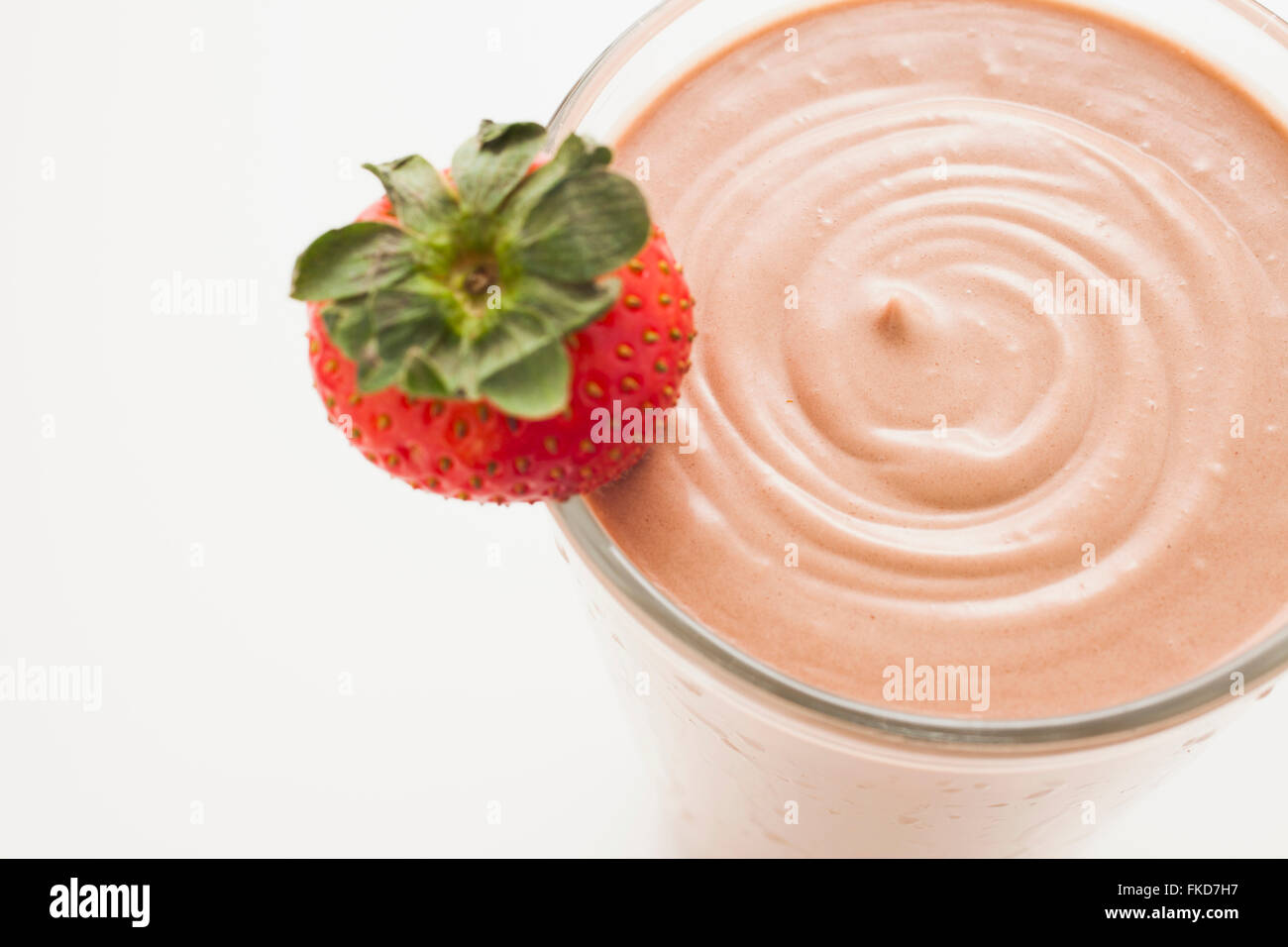 Chocolate smoothie in glass decorated with strawberry Stock Photo