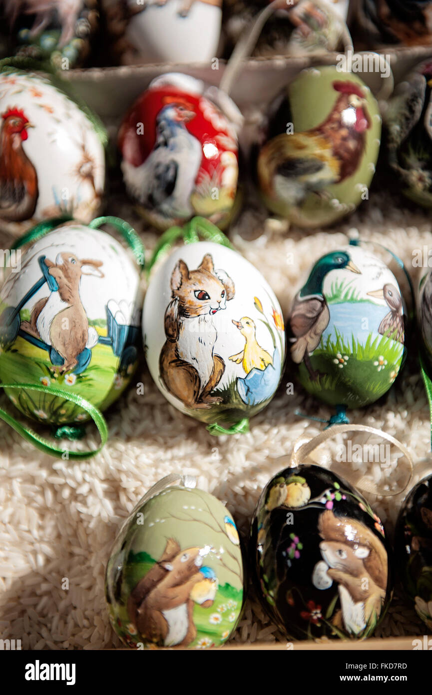 Easter eggs for sale at Easter Market in Bad Toelz, Bavaria, Germany Stock Photo