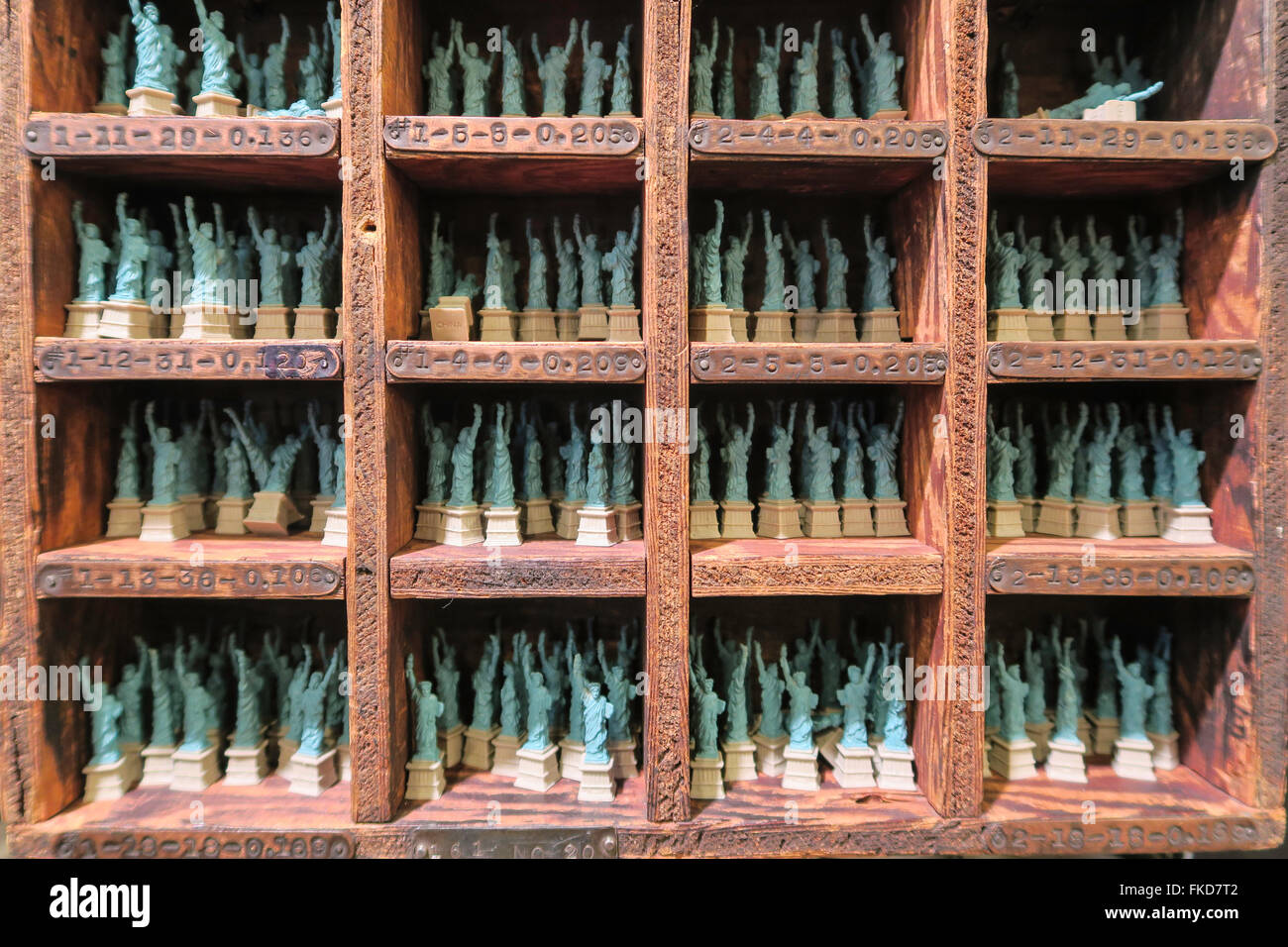 Display of miniature Salute of Liberty Statues, Fishs Eddy Home Goods Store, NYC Stock Photo