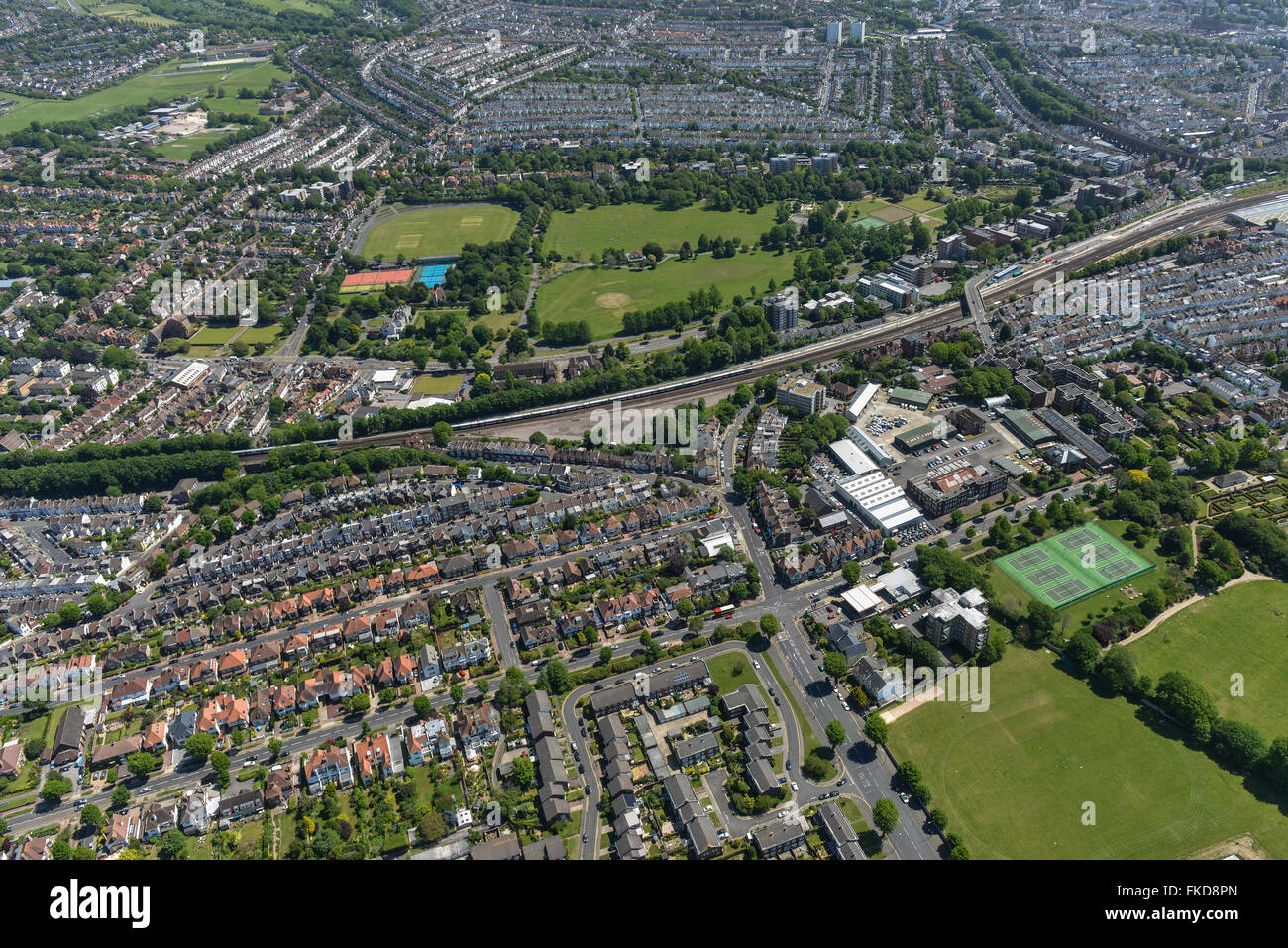 An aerial view of the Preston Park area of Brighton Stock Photo
