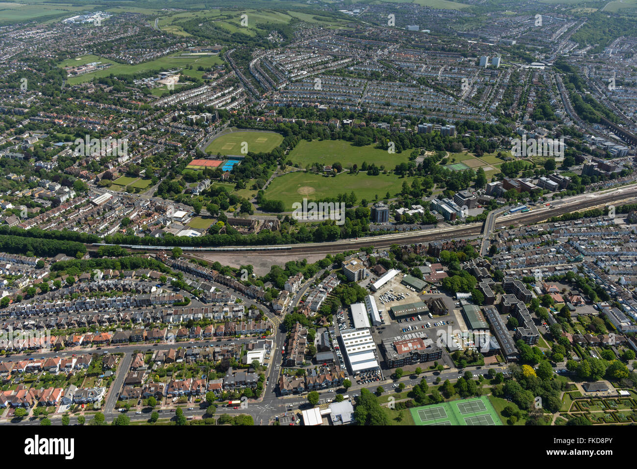 An aerial view of the Preston Park area of Brighton Stock Photo