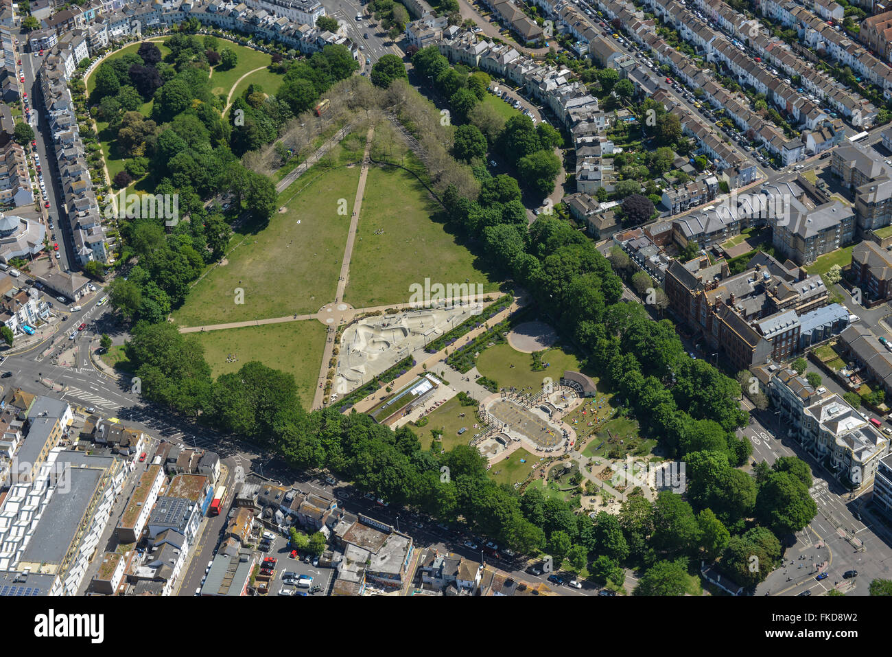 An aerial view of The Level in Brighton, a park close to the City Centre Stock Photo