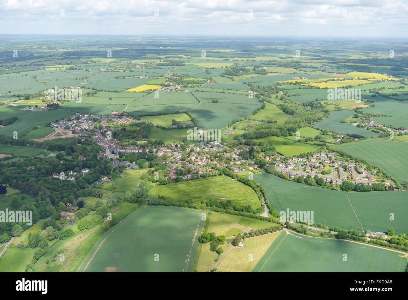 An aerial view of the Suffolk village of Boxford and surrounding
