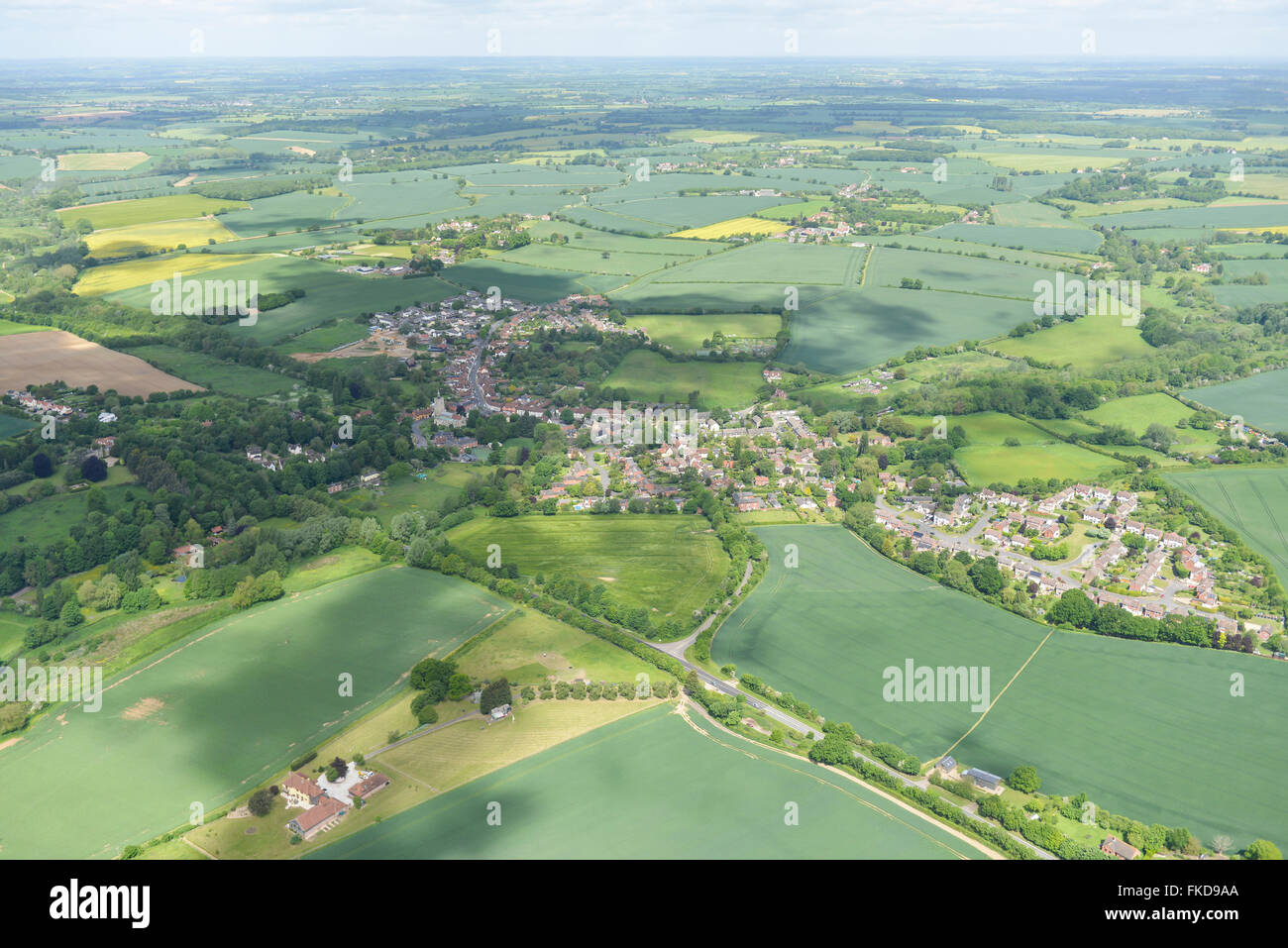 An aerial view of the Suffolk village of Boxford and surrounding