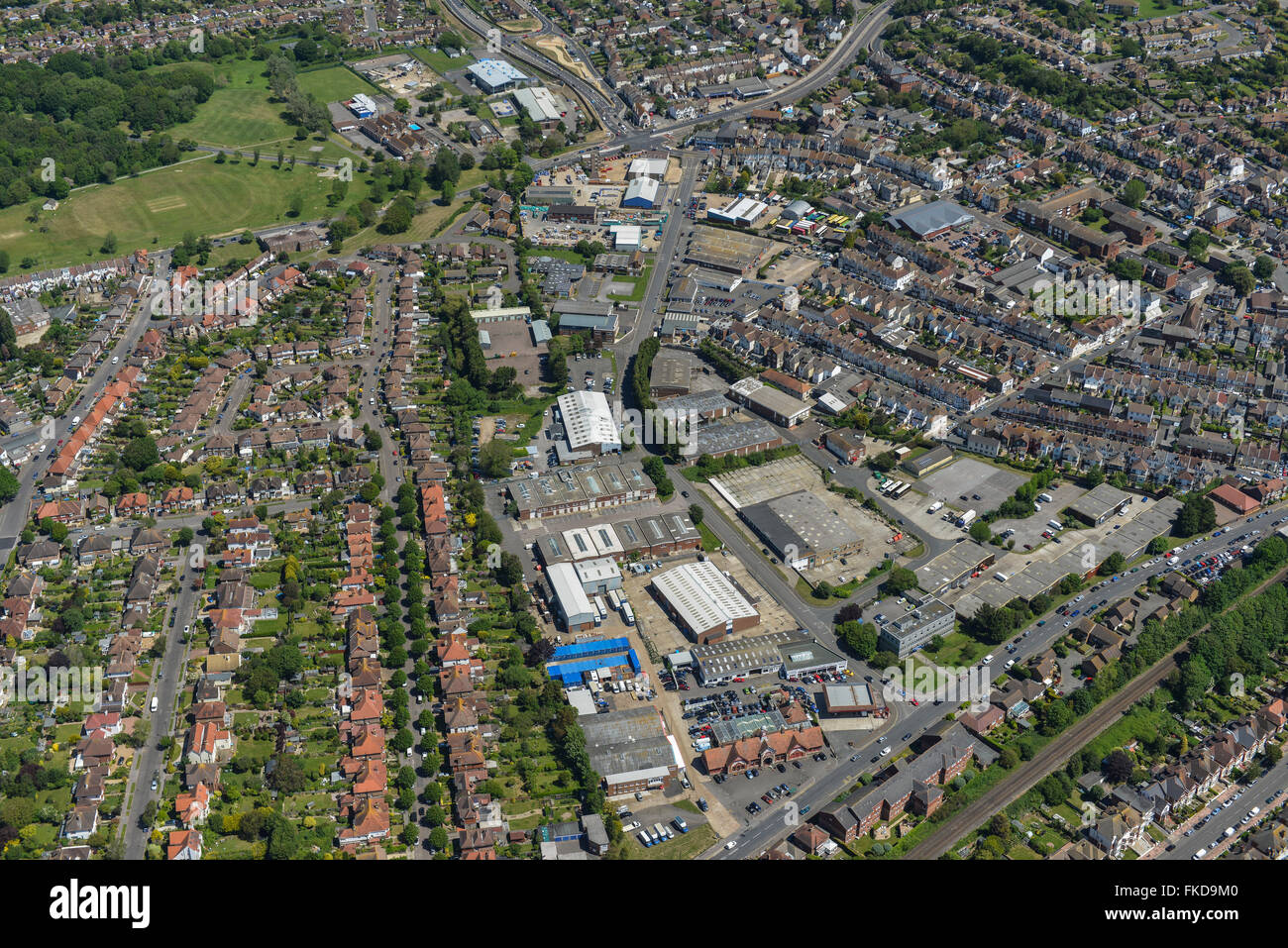 An aerial view of the Beeching Park Industrial Estate in Bexhill on Sea, East Sussex Stock Photo