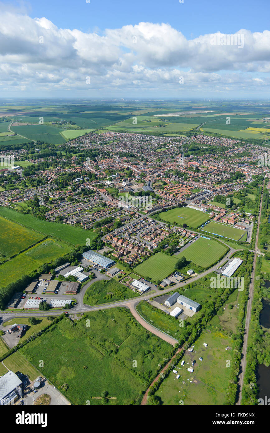 An aerial view of the Lincolnshire town of Barton upon Humber Stock Photo