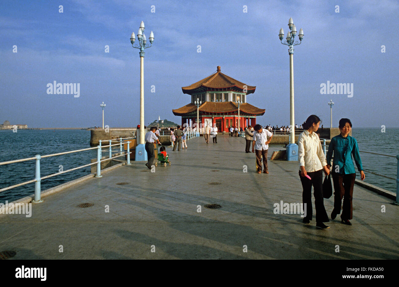 Huilan Pavilion and promenade, Qingdao beach resort, Shandong Province ...