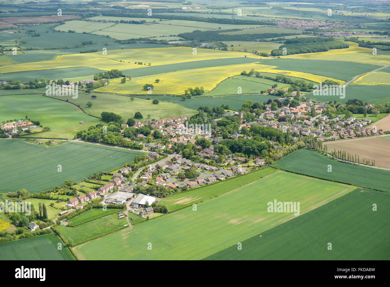 An aerial view of the West Yorkshire village of Badsworth and surrounding countryside Stock Photo
