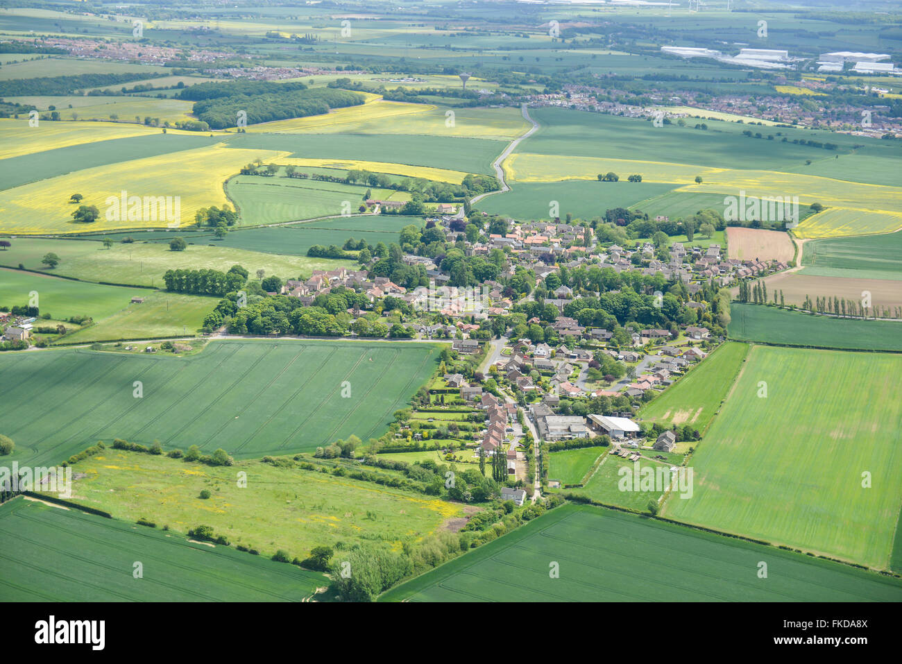 An aerial view of the West Yorkshire village of Badsworth and surrounding countryside Stock Photo