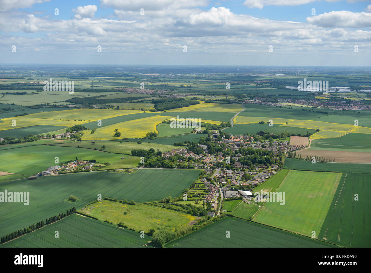 An aerial view of the West Yorkshire village of Badsworth and surrounding countryside Stock