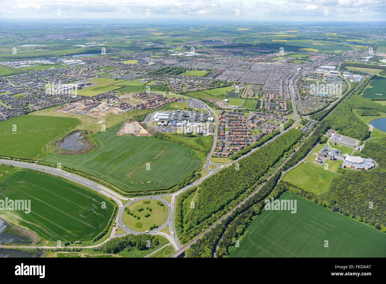 An aerial view of the Northumberland town of Ashington Stock Photo