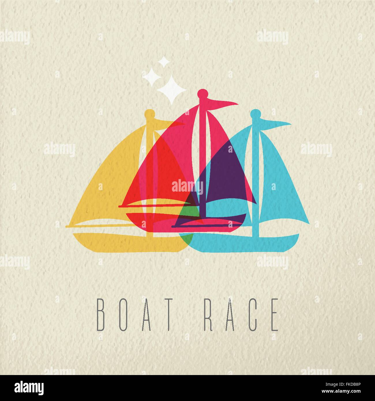 Boat race concept, summer illustration with colorful silhouette on ...