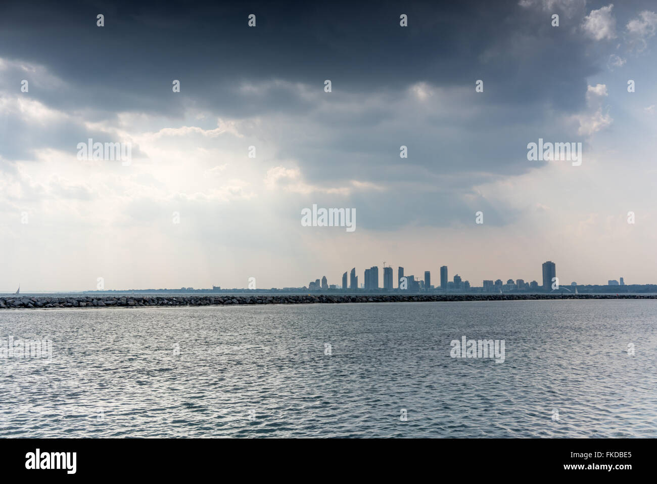Distant view of city at the waterfront, Toronto, Ontario, Canada Stock Photo