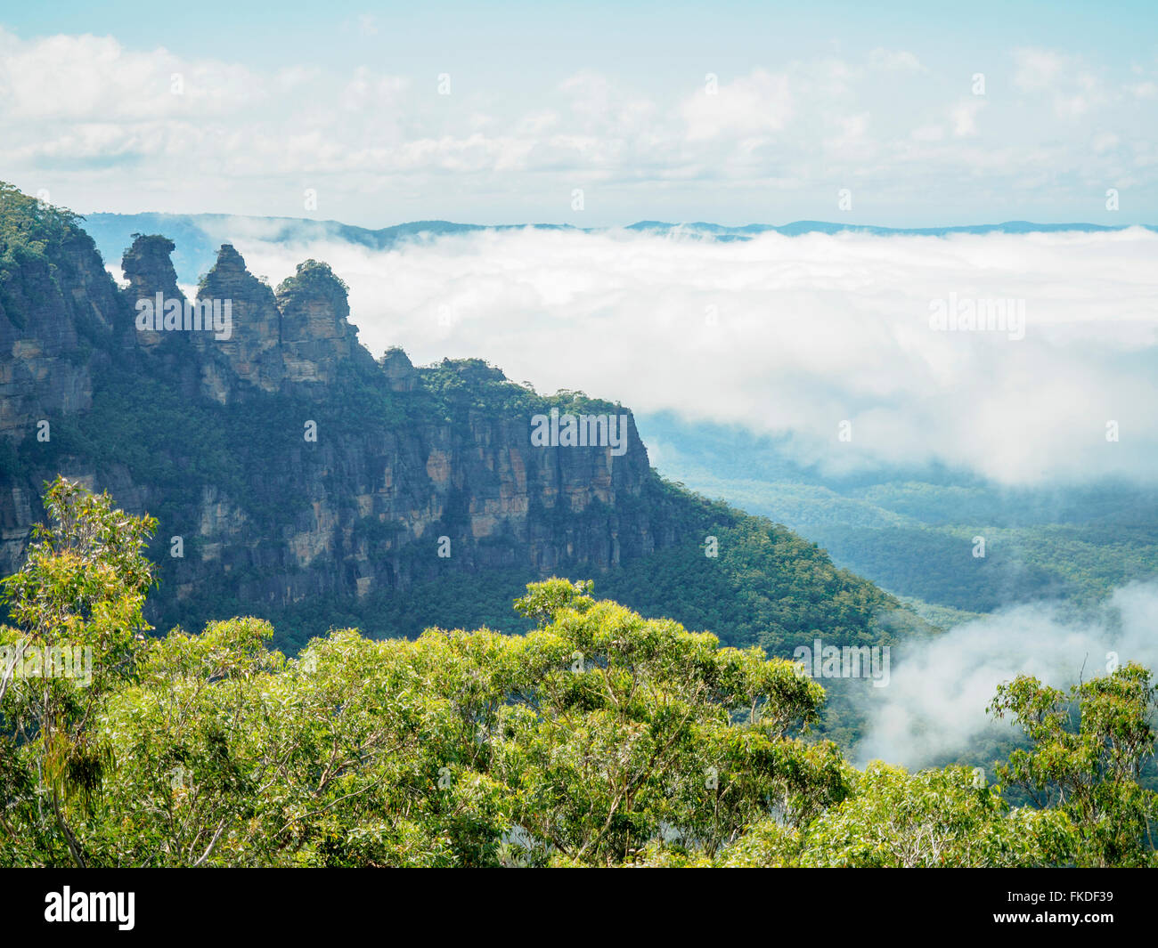 Elevated view of three sisters rock formation Stock Photo
