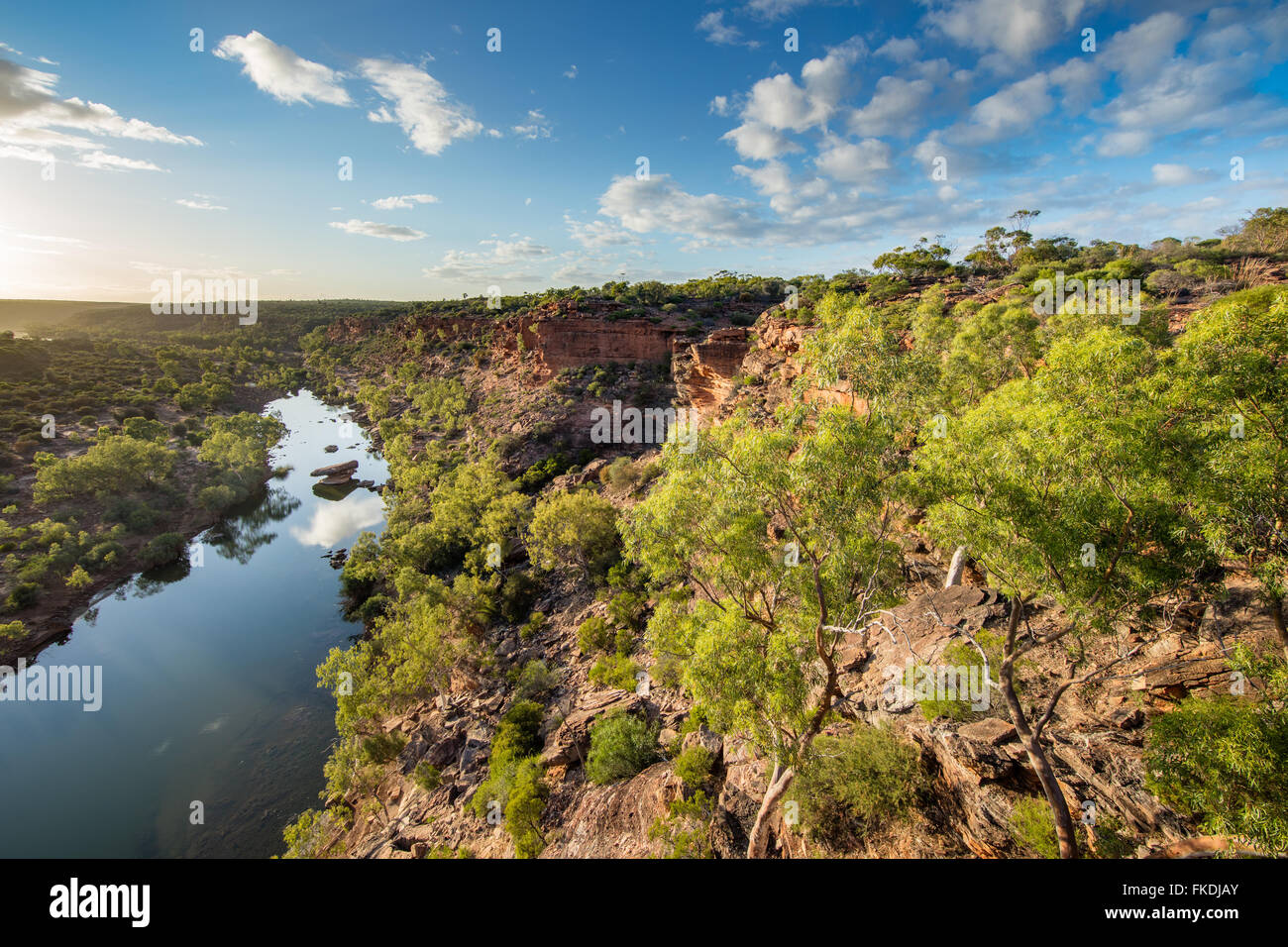 the Hawk's Head lookout over the Murchison River gorge, Kalbarri National Park, Western Australia Stock Photo