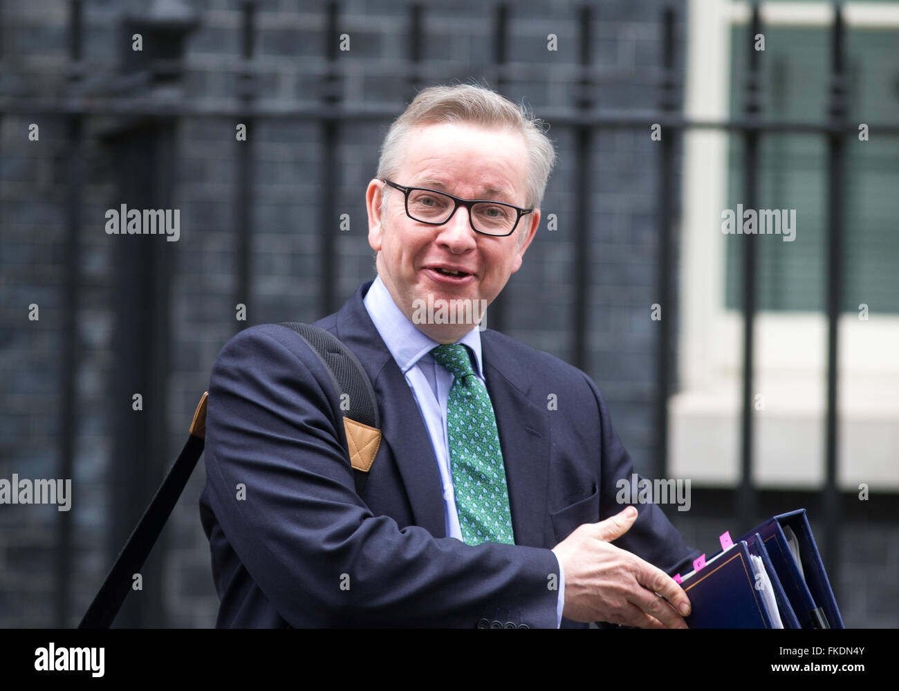 Michael Gove,secretary of state for Justice,leaves Number 10 Downing Street.He is campaigning to leave the EU Stock Photo