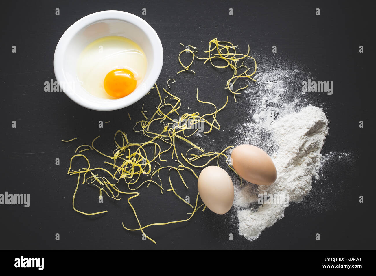 Homemade Egg Noodles Recipe Stock Photo