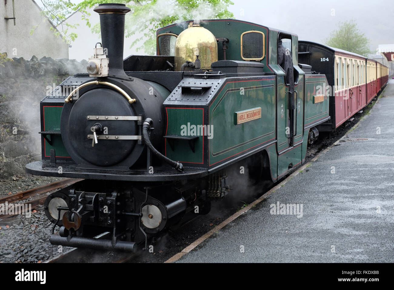 A train at the station at Blaenau Ffestiniog station Stock Photo Alamy