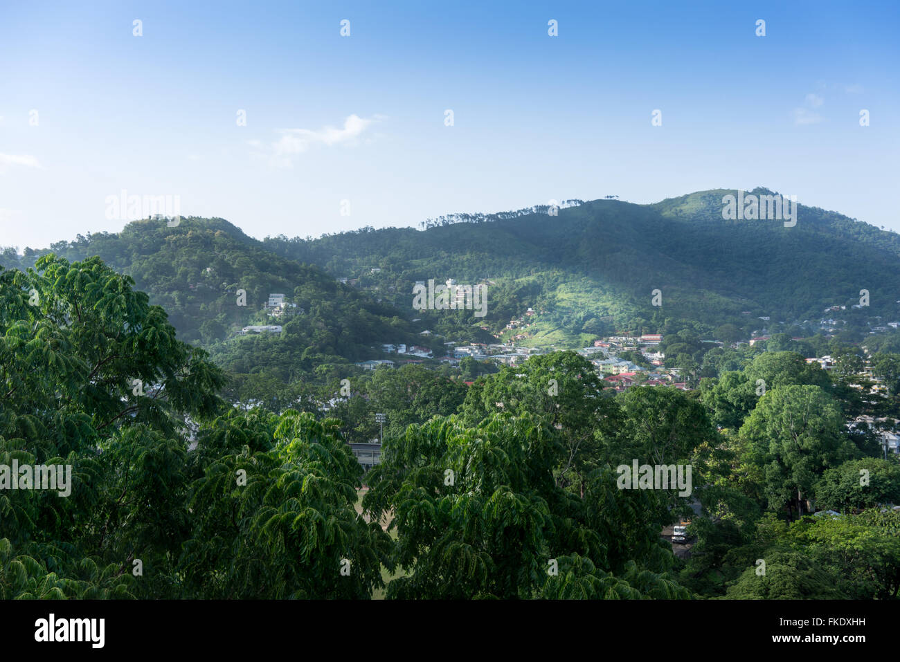 Scenic view of mountain against cloudy sky, Trinidad, Trinidad And Tobago Stock Photo