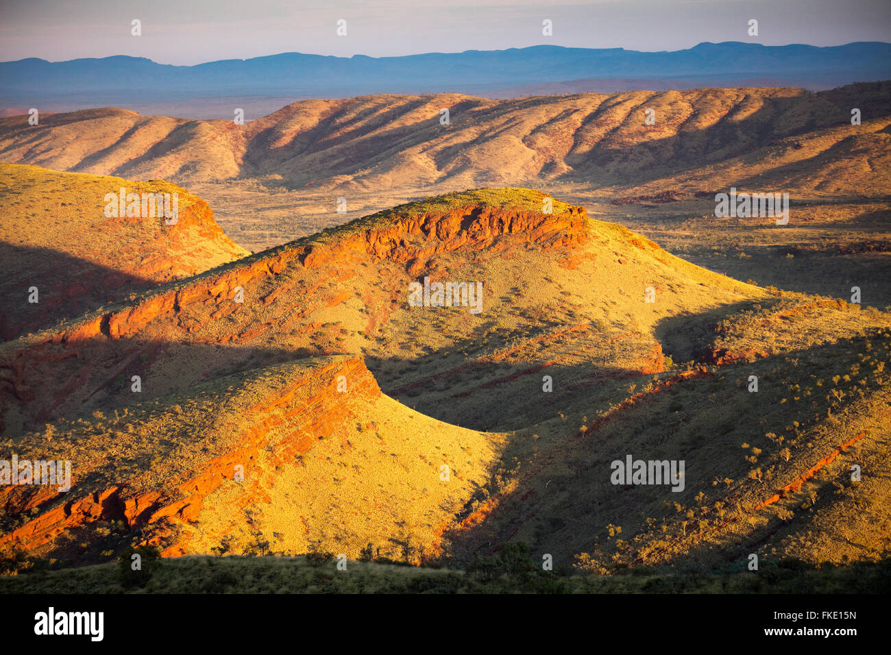 the Pilbara region near Tom Price from Nameless Hill, Western Australia Stock Photo