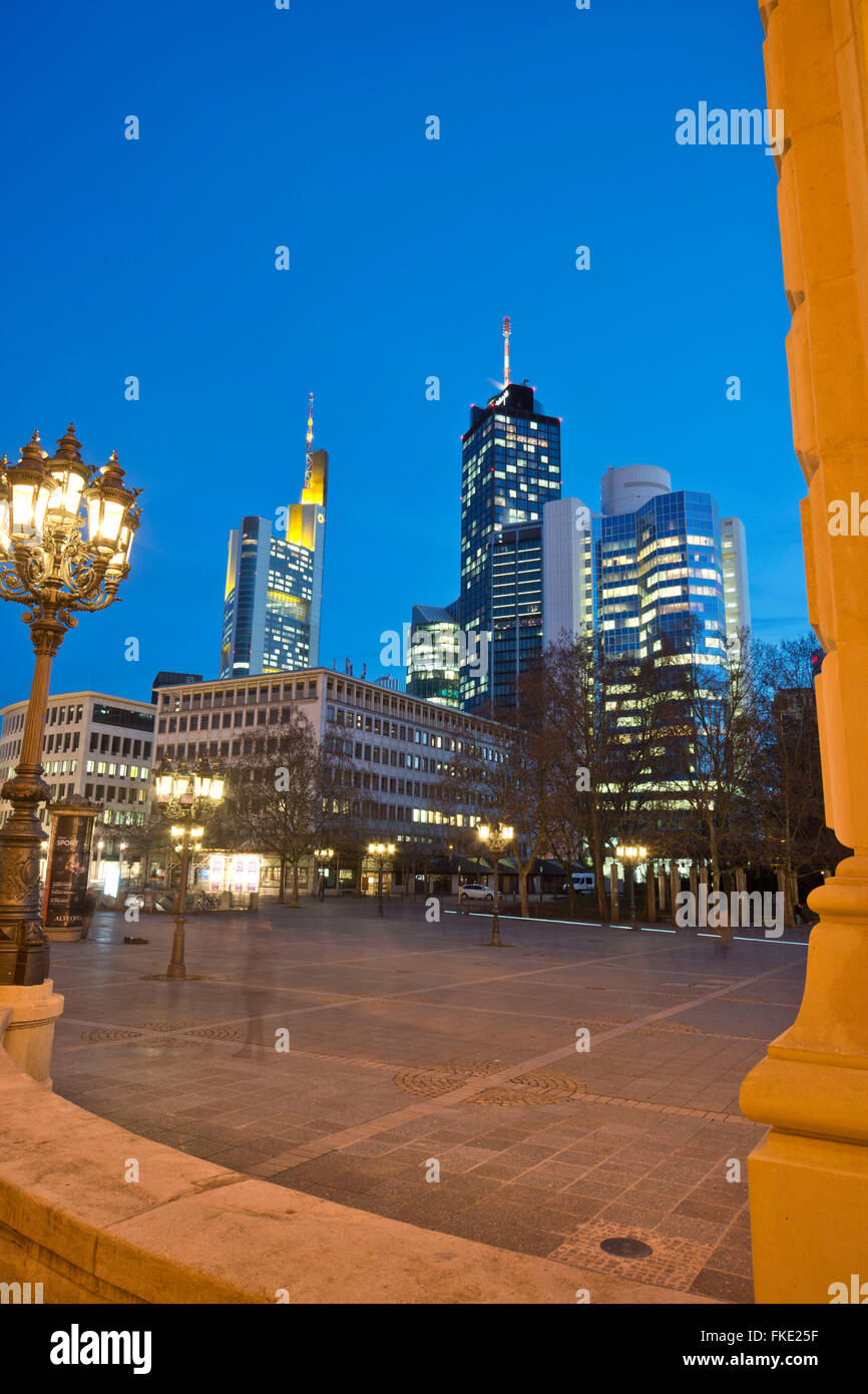 Europe, Germany, Frankfurt on the Main, Opernplatz, Commerzbank, Hessische Landesbank,Main Tower Stock Photo