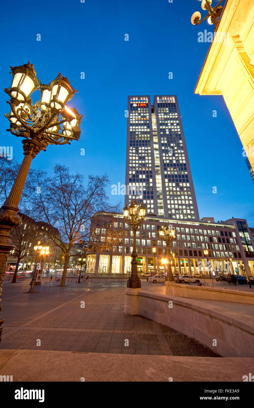 Frankfurt on the Main, UBS bank, Opernturm, Opera Tower Building Stock Photo